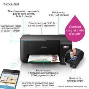 Epson EcoTank L3250 Imprimante multifonction à réservoirs rechargeables