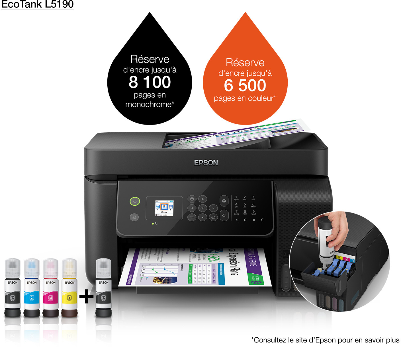 Epson EcoTank L5190 Imprimante multifonction à réservoirs rechargeables
